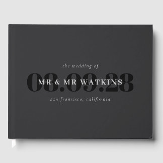Elegante Karkohletypografie-Hochzeit Gästebuch