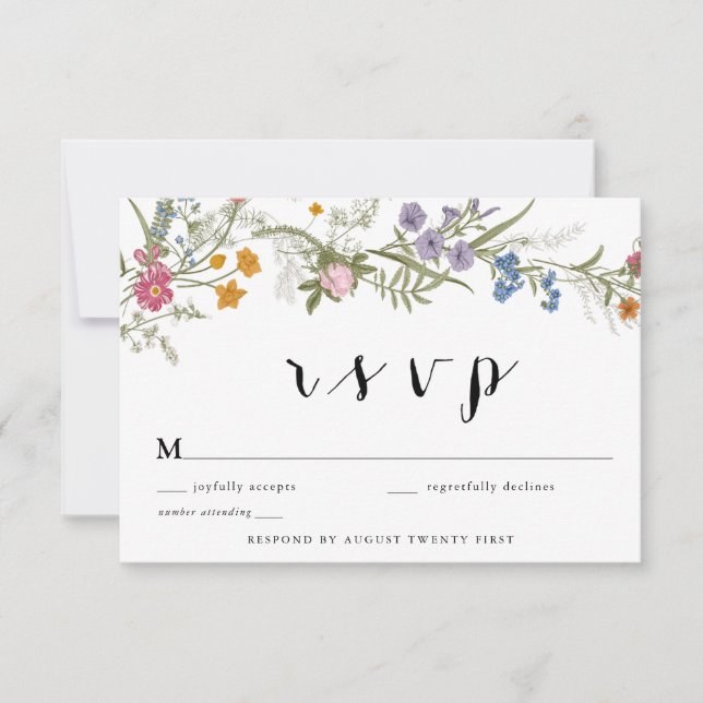 Elegante Karte mit Vintager Wildblume UAWG (Vorderseite)