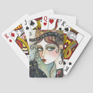 Elegante Karten für Frauen und Katzen Spielkarten