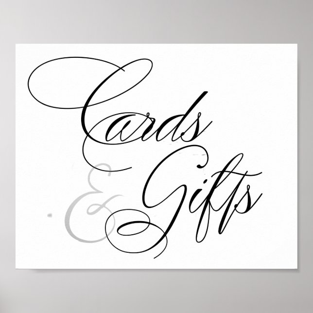 Elegante Karten und Geschenke Black Script | Tabel Poster (Vorne)