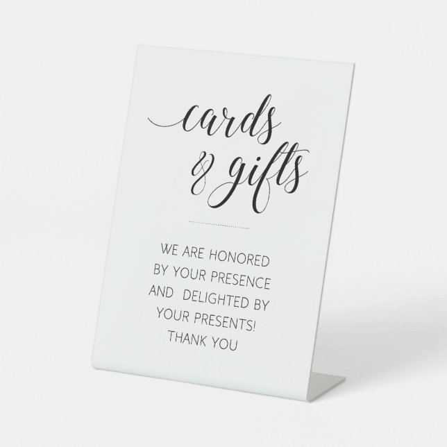 Elegante Karten und Geschenktische Hochzeit Sockelschild (Vorderseite)
