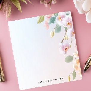 Elegante kaskadierende rosa Orchideen personalisie Notizblock
