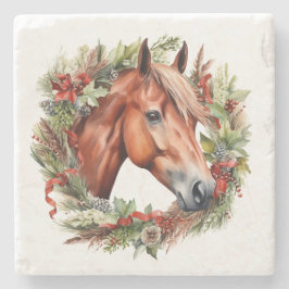 Elegante Kastanie Weihnachtsfest Steinuntersetzer