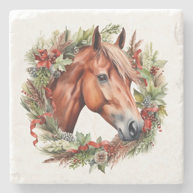 Elegante Kastanie Weihnachtsfest Steinuntersetzer (Vorderseite)