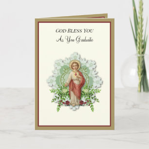 Elegante katholische Abschlussfeier Jesus Karte