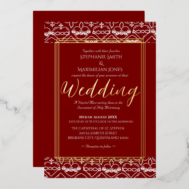 Elegante katholische Einladung zur Hochzeit (Vorderseite/Rückseite)
