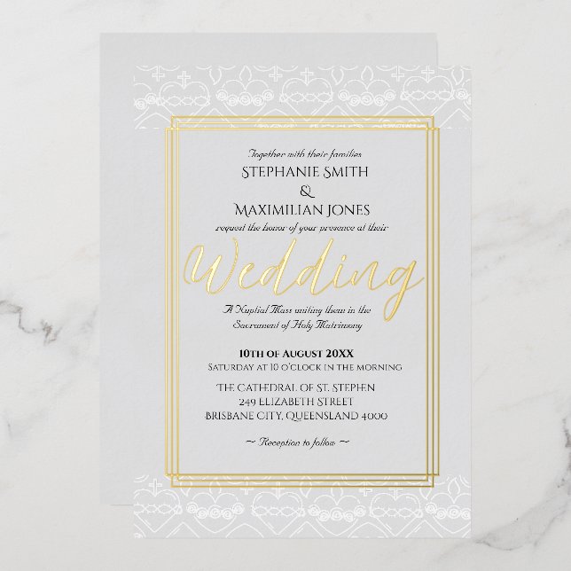 Elegante katholische Einladung zur Hochzeit (Vorderseite/Rückseite)