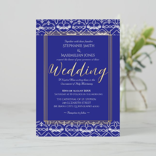 Elegante katholische Einladung zur Hochzeit (Stehend vorne)