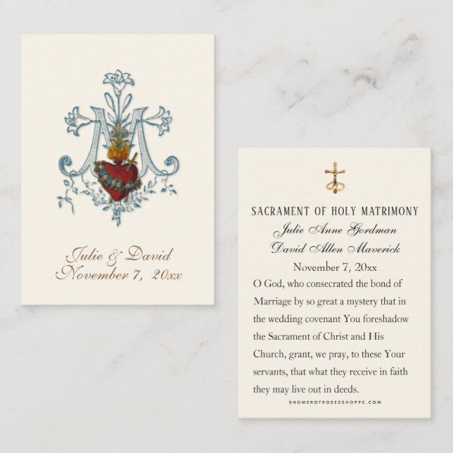 Elegante katholische Gastgeschenk Hochzeit Card Platzkarte (Vorne/Hinten)