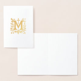 Elegante katholische Goldmedaillenkreuz Religiös Folienkarte
