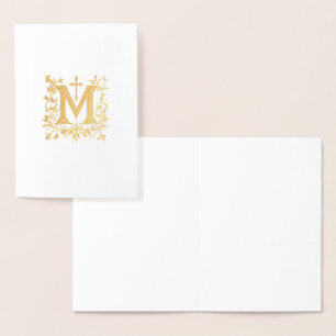 Elegante katholische Goldmedaillenkreuz Religiös Folienkarte