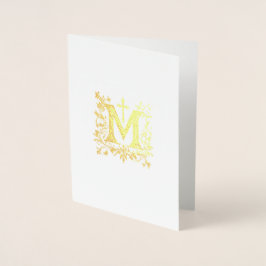 Elegante katholische Goldmedaillenkreuz Religiös Folienkarte