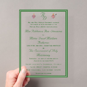 Elegante katholische Hochzeitseinladung mit zwei H Acryleinladungen