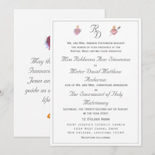 Elegante katholische Hochzeitseinladung mit zwei H Einladung