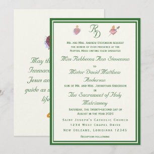 Elegante katholische Hochzeitseinladung mit zwei H Einladung