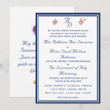 Elegante katholische Hochzeitseinladung Zwei Herze
