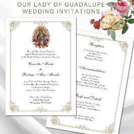 Elegante katholische Jungfrau Guadalupe Hochzeit Einladung