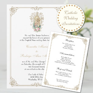 Elegante katholische Mary & Jesus Hochzeit Einladung