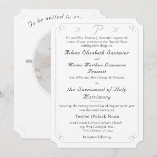 Elegante katholische Mit Monogramm Einladung zur H