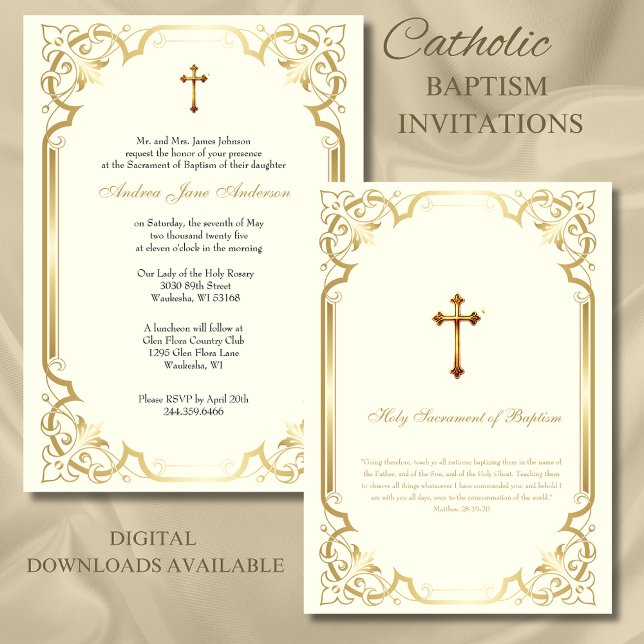 Elegante katholische Taufe Christening Einladung (Von Creator hochgeladen)