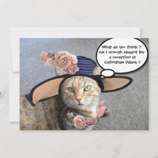 ELEGANTE KATZE,GROSSE DIVA HAT UND ROSE GEBURTSTAG EINLADUNG