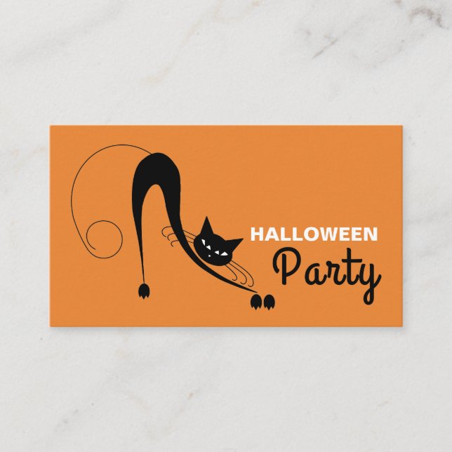 Elegante Katze, Halloween-Party Ticket Einladung (Vorderseite)