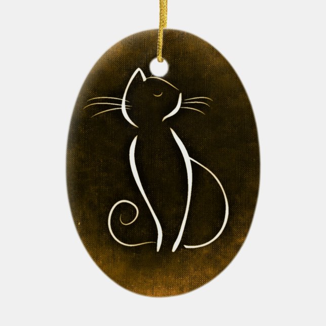 Elegante Katze, hochnäsige Katze Keramikornament (Vorne)