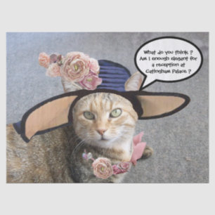ELEGANTE KATZE MIT DIVA HAT, PINK ROSES Mutter Day Seidenpapier