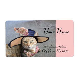 ELEGANTE KATZE MIT GROSSEM DIVA HAT,PINK ROSES
