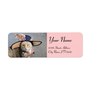 ELEGANTE KATZE MIT GROSSEM DIVA HAT,PINK ROSES Val