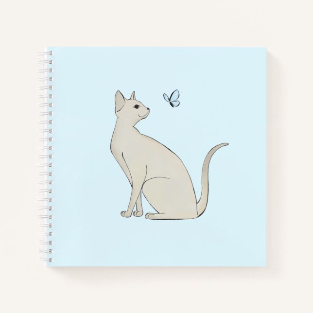 Elegante Katze mit Schmetterling Notizbuch (Vorderseite)