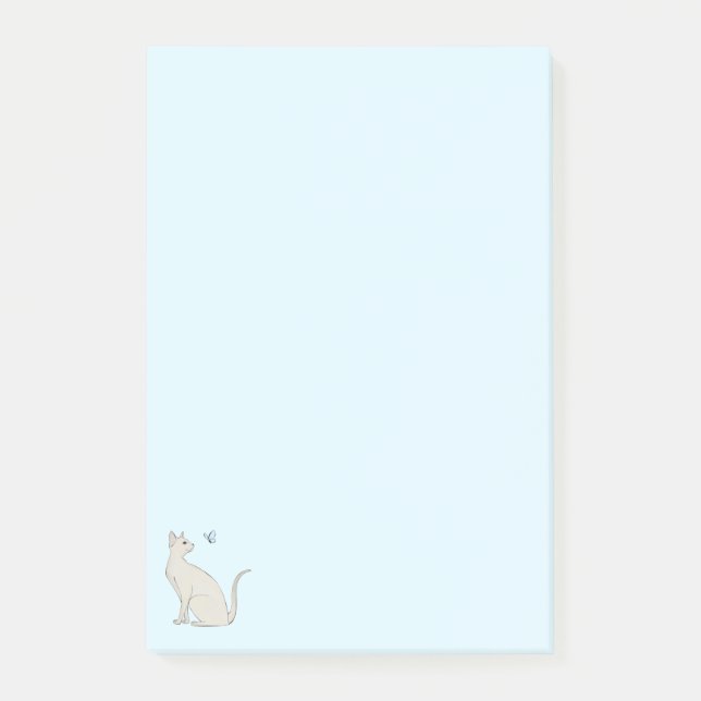 Elegante Katze mit Schmetterling Post-it Klebezettel (Vorderseite)