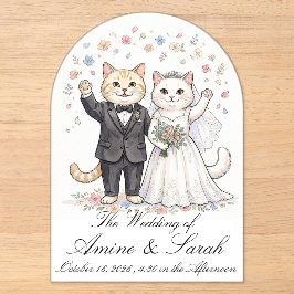 Elegante Katzenpaar-Hochzeitseinladung anpassbar Acryleinladungen