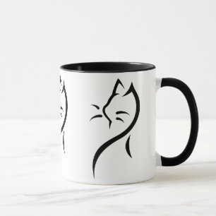 Elegante Katzenringer-Keramik Tasse