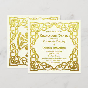 Elegante keltische Hochzeit Gold Verlobungsfeie Einladung