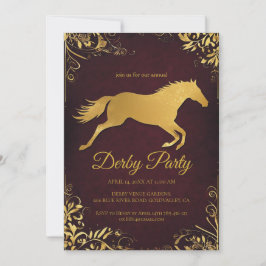 Elegante Kentucky Derby-Party-Einladung mit Goldfo Einladung