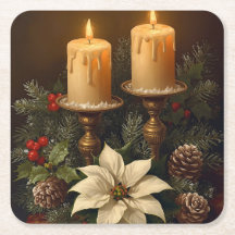 Elegante Kerze Weihnachten Stechpalme Kiefer warm