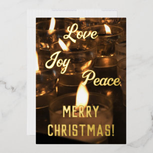 Elegante Kerzen Echte Goldfolie Frohe Weihnachten  Folien Feiertagskarte