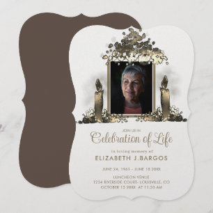 Elegante Kerzen Rahmen Foto Feier des Lebens Einladung