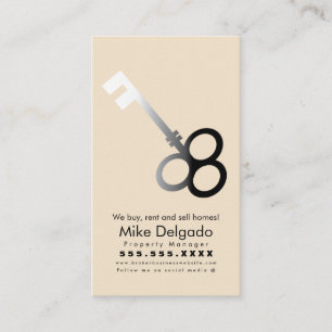 Elegante Key Zuhause Sales Broker Beige Business C Visitenkarte