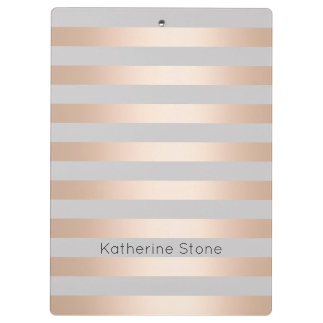 Elegante Kick Rose Gold und Grau Streifen Klemmbrett (Rückseite)