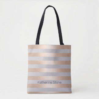 Elegante Kick Rose Gold und Grau Streifen Tasche