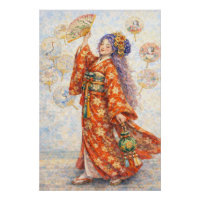 Elegante Kimono-Frau mit Fächer