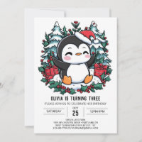 Elegante Kinder Pinguin Digitaler Geburtstag