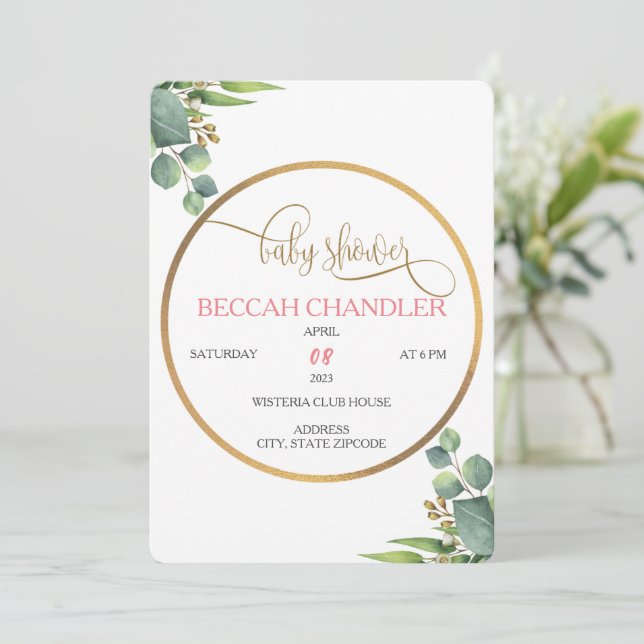 Elegante Kinderdusche Einladung (Stehend Vorderseite)