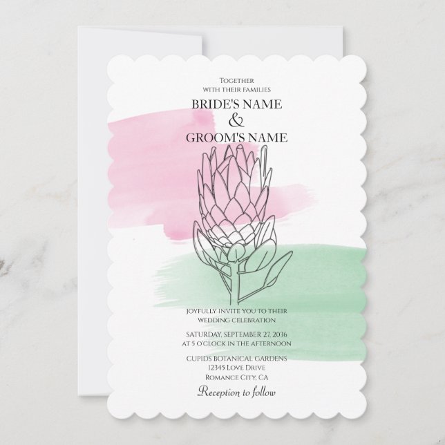 Elegante King Protea Einladung (Vorderseite)