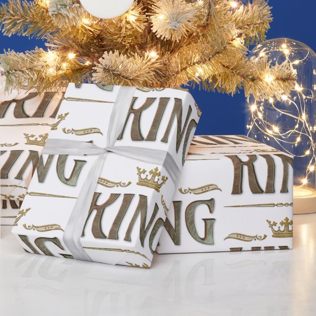 Elegante KING Royalty Lettering Crown Geschenkpapier (Feiertage)
