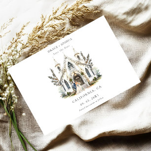 Elegante Kirchen-Aquarell-Location Herrenhaus-Hoch Save The Date