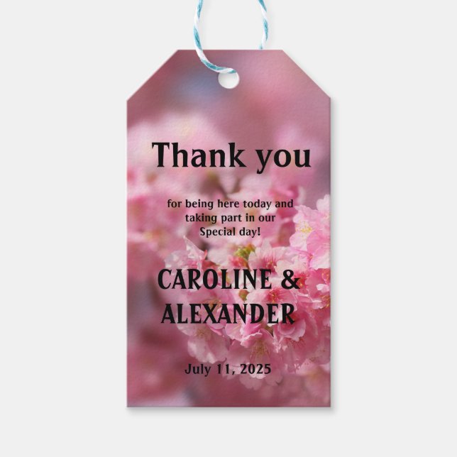 Elegante Kirschblüte Sakura Naturhochzeit Geschenkanhänger (Vorderseite)