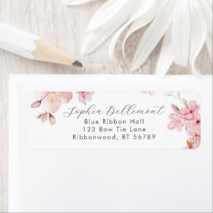 Elegante Kirschblüten-Aquarell-Rücksendeadresse
